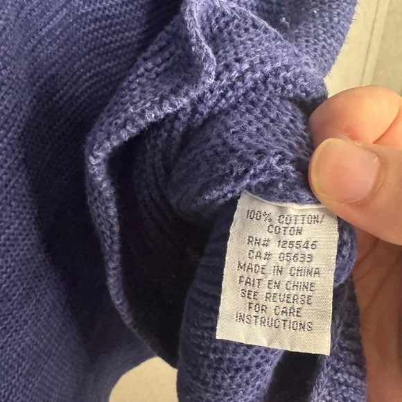 Habitat Navy Blue Cowl Neck Sweater Oversized Lagenlook Hippie Cotton Medium - Picture 2 of 8